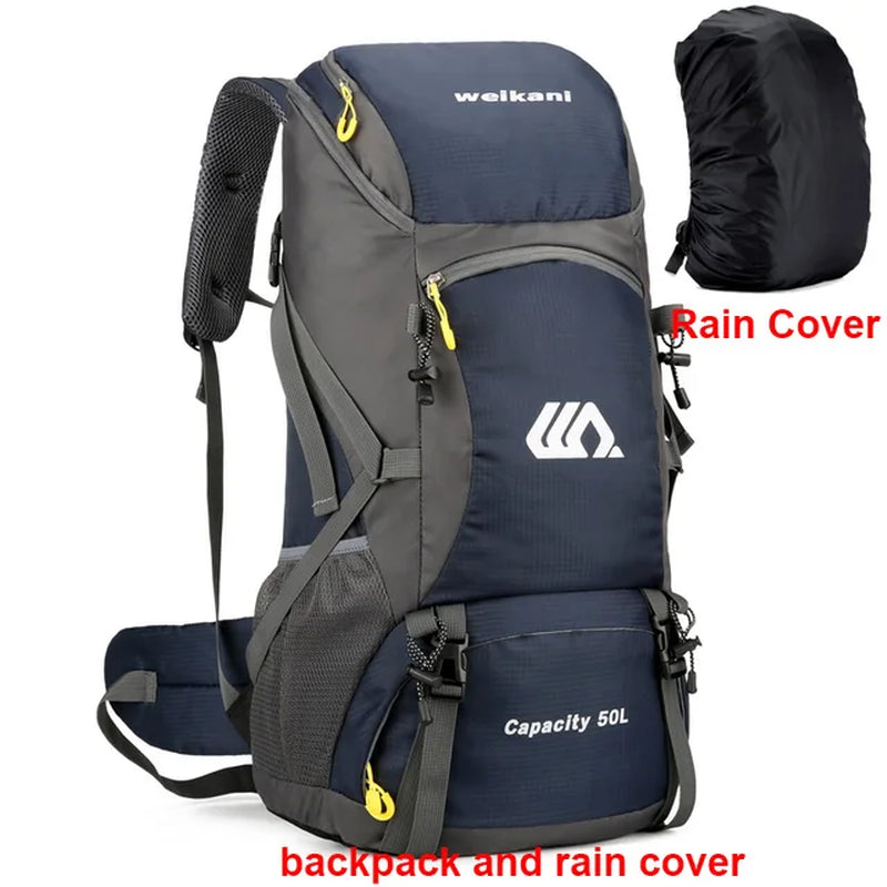 50L Travel Backpack Camping Men Large Hiking Bag Tourist Rucksack Waterproof Outdoor Sports Climbing Mountaineering Bag Luggage