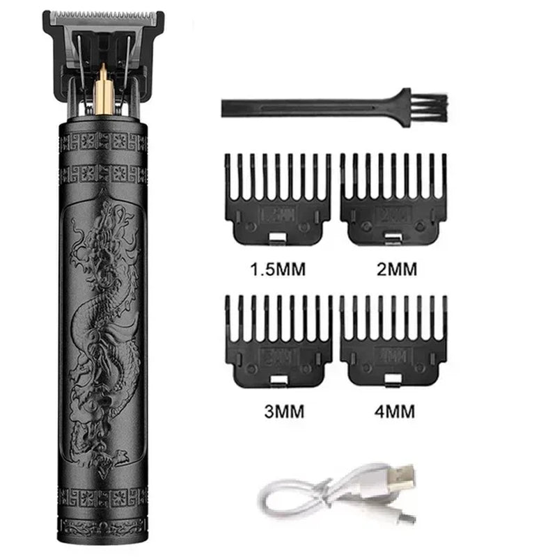 2024 Vintage T9 Hair Clipper Electric Hair Cutting Machine Professional Men Shaver Rechargeable Barber Trimmer for Men Dragon