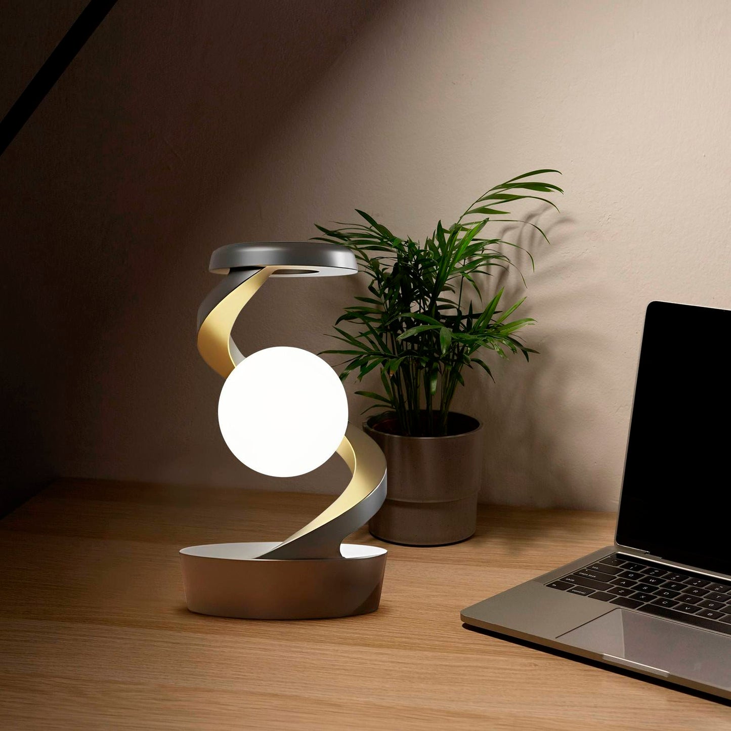 Rotating Moon Desk Lamp with Phone Wireless Charging Sensor Control Table Lamps Decorative Desktop Lamp Small Night Lamp Home Decor