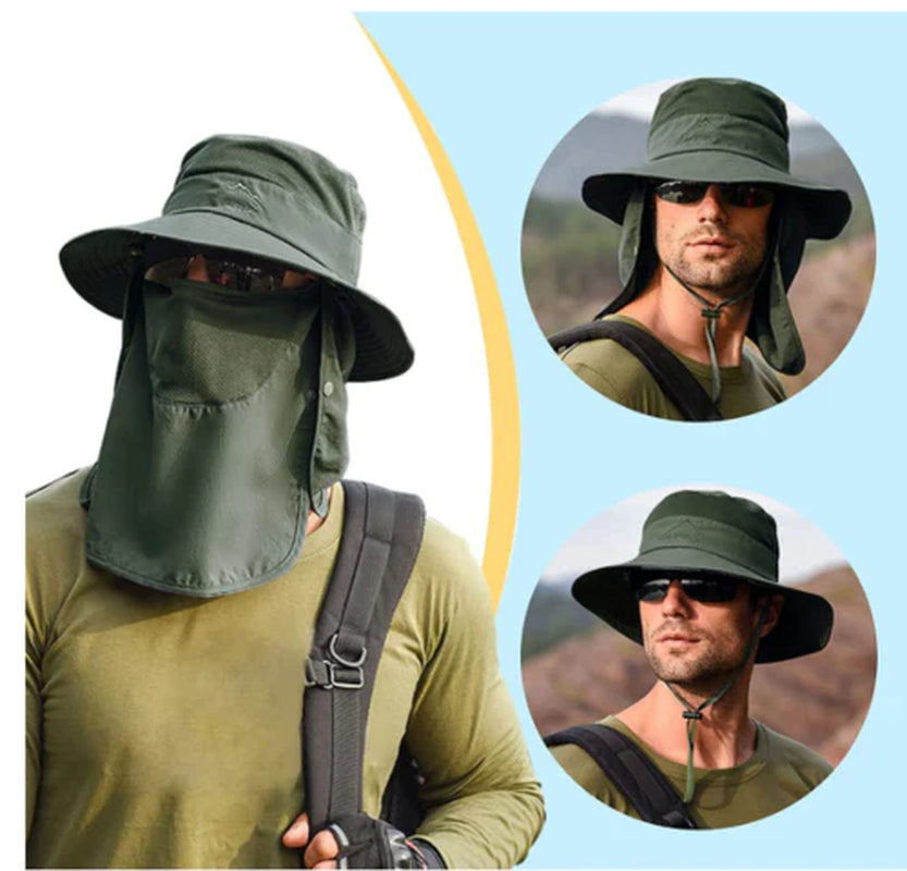 Wide Brim Sun Hat UV Protection Bucket Cap for Hiking Camping Fishing Safari Men