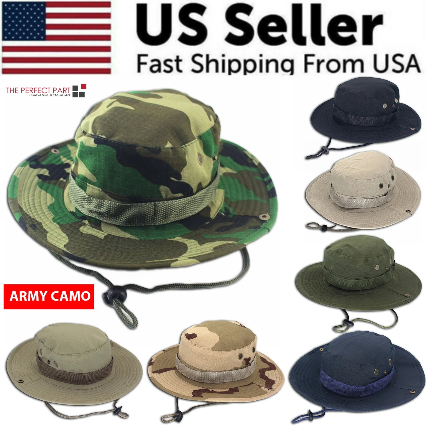 Boonie Bucket Hats Outdoor Fishing Hunting Wide Brim Mesh Camo Safari Sun Cap