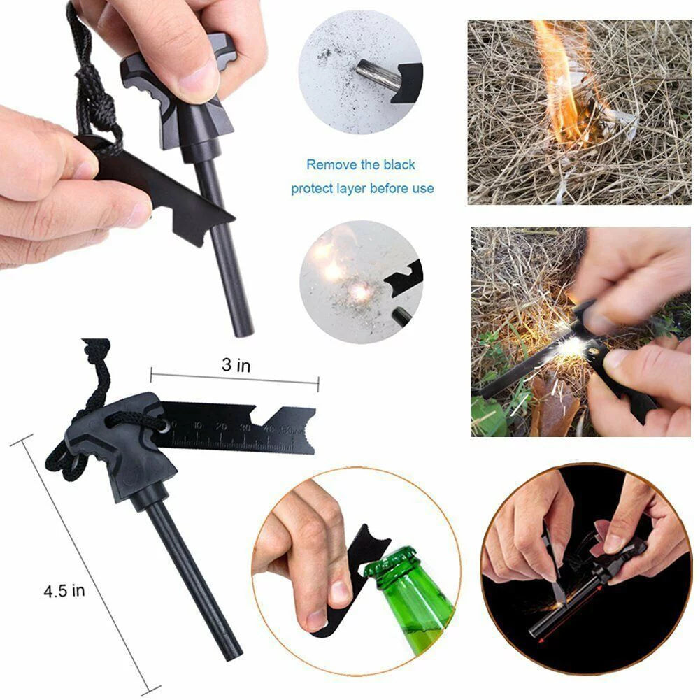 12-In-1 Outdoor Survival Kit - Multifunction Emergency Equipment SOS, First Aid Survival Gear Tool Pack for Outdoor Exploring Hiking Camping Biking Climbing